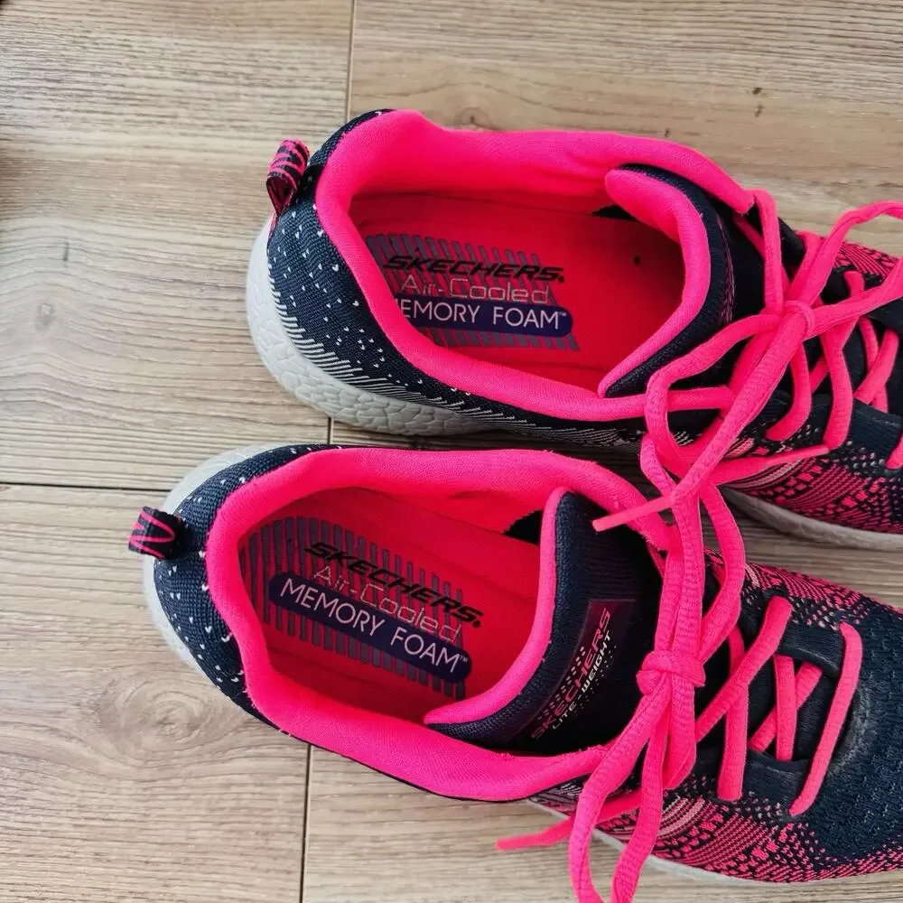 Skechers Burst Ellipse Pink And Black Sneakers Womens Size 10